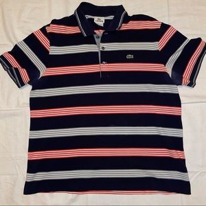 Vintage Lacoste Devanlay Striped Polo Shirt Med